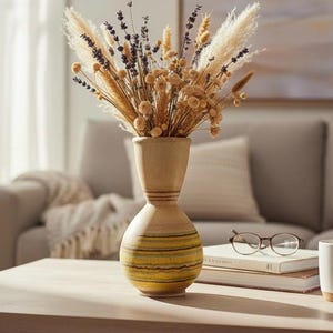 Vintage Bay Keramik Art pottery vase striped flat lava glaze west Germany 807 2