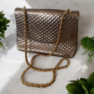 Vintage Gold Crest bag 1980's Shoulder handbag Metallic Gold colour