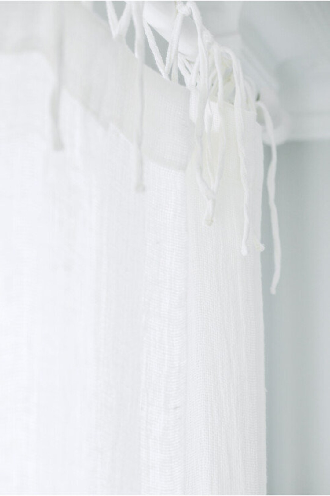 Boho Natural Pure White Linen Curtain Tie Top Tab Top Rod Etsy