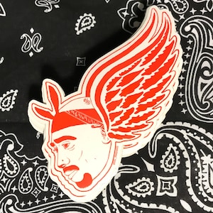 2Pac Red Wings Mashup Sticker: Makaveli Tupac Waterproof Vinyl