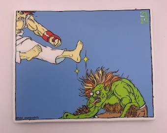 Retro Gamer Fighting Game Art Car Sticker Decal (4 Inch) Waterproof