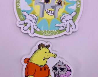 Villains DOOM and Quas Cartoon Stickers | Underground Hip Hop | Waterproof Vinyl (2-Pack)