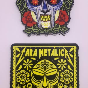 Dia de Los Muertos: DOOM / Cara Metalica X papel picado X giorno dei morti (2 set di adesivi) Adesivi da 4 pollici / adesivi ispirati all'hip hop