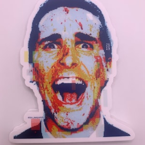 American Psycho (4-Zoll-Aufkleber) pixeliger Psycho x