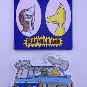 Madvillain (paquet de 2 autocollants) 10 cm X MF DOOM X Quasimoto / Lord Quas X Légendes du hip hop underground
