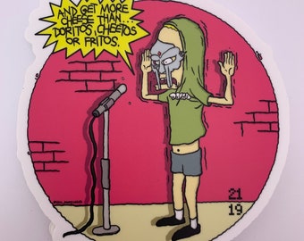 MF Corholio x MF DOOM x 4 inch Sticker x hip hop mashup sticker x madvillian x Beavis and butthead x laptop / car decal