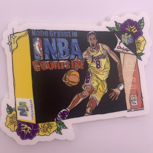 Young Kobe Bryant NBA courtside N64 Tribute Sticker (4 inch sticker) laptop / car decal