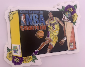 Young Kobe courtside Gamer Tribute Sticker (4 inch sticker) laptop / car decal