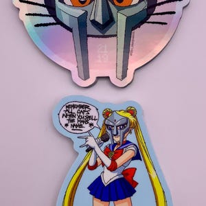 Sailor DOOM  (2 Sticker pack) Anime X Hip Hop X metal face X 4 inch stickers X Holographic sticker X Luna Kat X high quality vinyl sticker