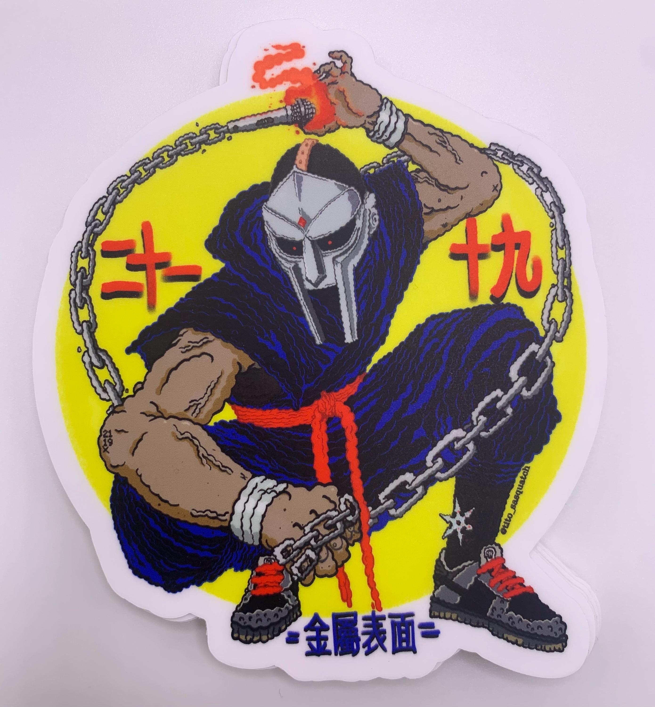 Metal Face Ninja X MF DOOM (4 inch sticker) X underground hip hop X anime style decal