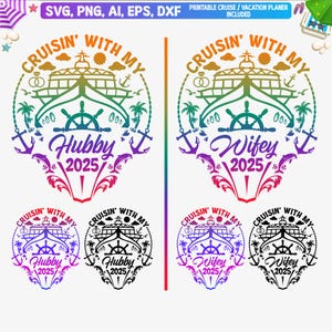 Cruising With My Wifey, Cruisin' With my Hubby shirt 2025 SVG, paren bijpassende shirts png, cruising SVG, cruiseschip SVG, cruise cut-bestand