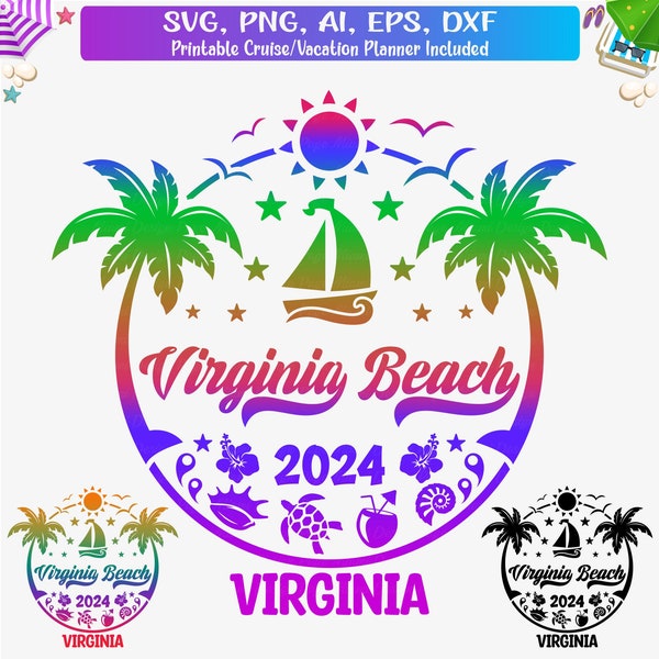 Virginia beach Virginia Vacation 2024 Svg, Virginia beach Family shirt svg, Virginia beach Girls Trip 2024 Png, Virginia T shirt svg