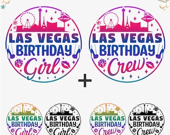 Las Vegas Birthday Girl & Crew SVG PNG: Cricut Cut Dateien (Digitaler Download)