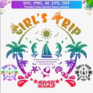 Girl&#39;s Trip 2025 SVG: Vacation T-Shirt Design (Digital Download)