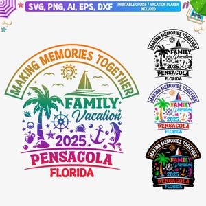 Vacances en famille Pensacola 2025 Svg, Pensacola Beach Floride Svg, Pensacola Beach Svg 2025 Png, vacances en Floride, couper des fichiers, Dxf