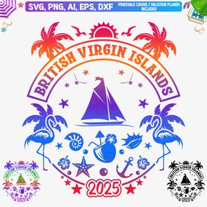 Britse Maagdeneilanden 2025 Svg, Britse Maagdeneilanden shirt png, British Virgin Beach familievakantie png, Caribische eilanden, gesneden bestanden