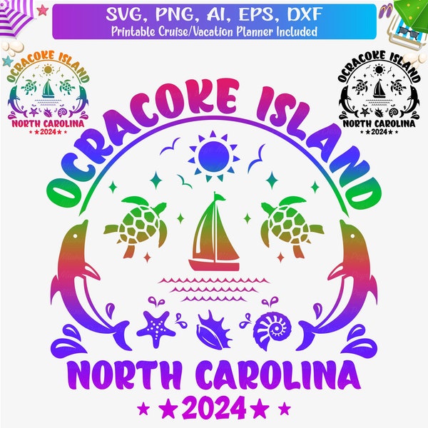 Ocracoke Island 2024 Svg, Ocracoke Island Family Vacation Svg, Ocracoke Island Girls Trip Png, North Carolina Vacation, NC T shirt design