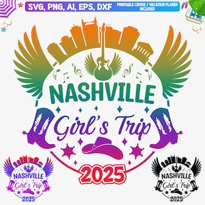 Nashville Girl's Trip 2025 Svg, Tennessee Girls Trip Shirt Png, Nashville T-shirt Png, Girl's Trip Shirt Png, gesneden bestand voor silhouet Cricut