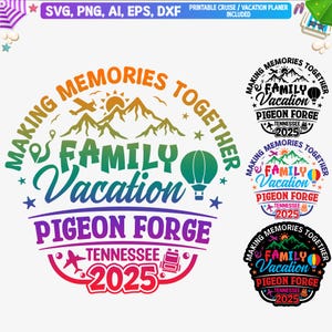 Pigeon Forge familievakantie 2025 Svg, Pigeon Forge Vacay 2025 T-shirt svg, Tennessee familie-uitstapje Svg, familievakantie svg, bestand knippen, dxf