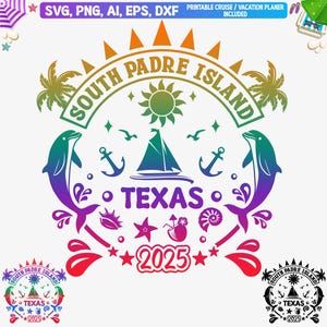 South Padre Island Texas 2025 Svg, South Padre familievakantie Svg, South Padre meisjes reis 2025 Png, Texas vakantie, Texas T shirt ontwerpen