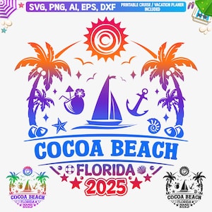 Cocoa Beach 2025 Svg, Cocoa Beach Floria Vacaciones familiares Svg, Cocoa Beach Girls Trip 2025 Png, Vacaciones en Florida Svg, Archivos de corte, Dxf