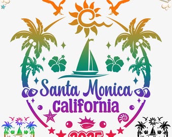サンタモニカ 2025 バケーション SVG: カリフォルニア旅行カットファイル (デジタルダウンロード)