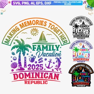 ドミニカ共和国の家族旅行 2025 SVG、ドミニカ共和国の休暇 svg、ドミニカ共和国の休暇 T シャツ SVG、カリブ海の島での家族旅行 PNG