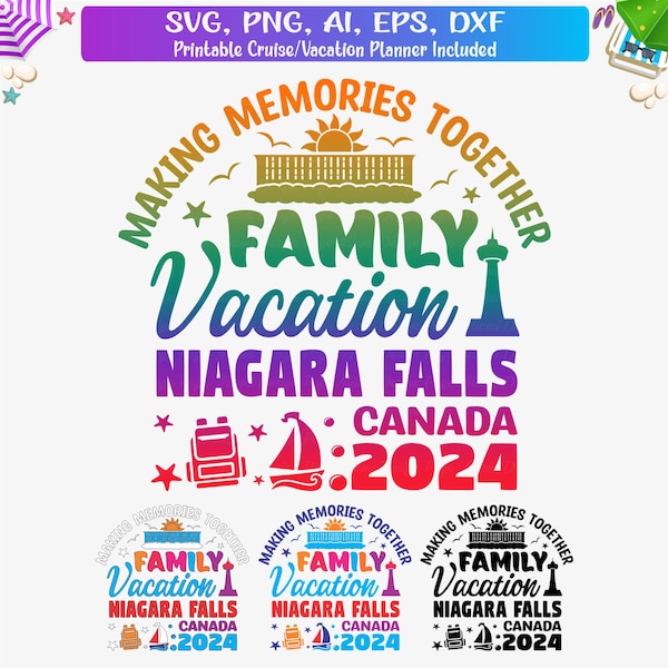 Chutes du Niagara vacances en famille Canada 2024 Svg, Niagara Falls Ontario Canada Vacay 2024 T-Shirt svg, Svg de voyage en famille, fichier de coupe pour Cricut