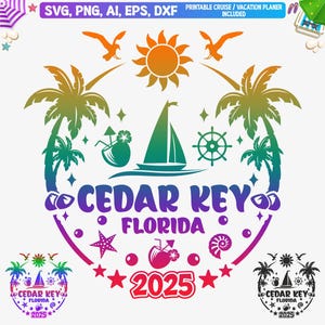 Cedar Key Florida 2025 Svg, Cedar Key Vacaciones familiares Svg, Cedar Key Girls Trip 2025 Png, Florida Vacation Svg, Archivos de corte de Cedar Key