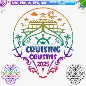 Cruising Cousins 2025 Svg Png, Camisa de crucero Cousins Svg, Viaje de Cousins Svg, Crucero svg, Tripulación de crucero Png, Archivo de corte, Crucero de chicas Png