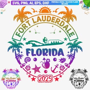 Fort Lauderdale Florida 2025 svg, Fort Lauderdale FL Familienurlaub svg, Ft Lauderdale Mädchen Reise 2025 Png, Florida Urlaub svg, Cut-Dateien