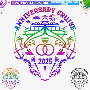Cruzeiro de aniversário 2025 Svg Png, Camisetas de aniversário de casamento Svg, Cruzeiro 2025 svg, Navio de cruzeiro svg, Arquivo de corte SVG de cruzeiro, Viagem de cruzeiro svg