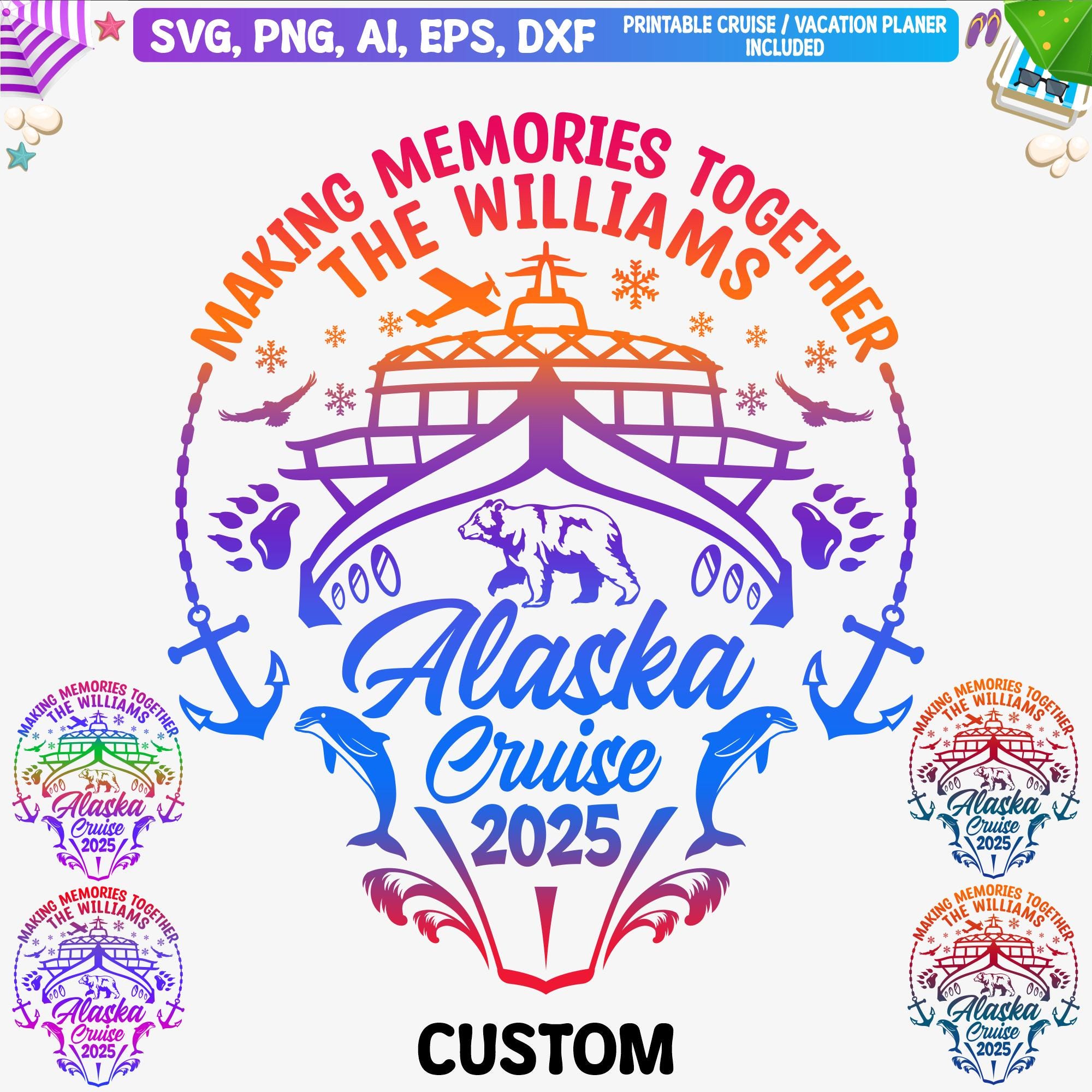 Custom Alaska Family Cruise 2025 SVG: Personalized Trip (Digital File)