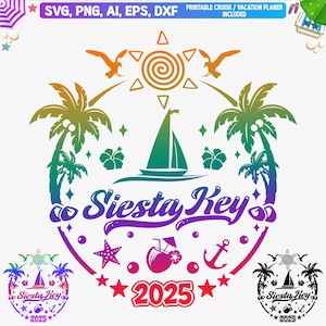 Siesta Key 2025 svg, Siesta Beach Familienurlaub svg, Siesta Key Girls Trip 2025 Png, Siesta-Schlüssel-Shirt svg, Florida Urlaub svg, Cut-Dateien