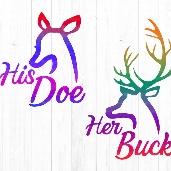 Her Buck His Doe Svg, Couples T-Shirt Png, Valentines Day Svg, Husband and Wife svg, His and Hers, Married Svg, Files For Cricut