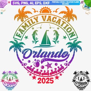 Orlando Florida Familienurlaub 2025 SVG, Disneyland Familie Reise Shirt SVG, Disneyland Island Urlaub, Schnitt-Dateien