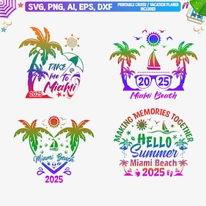 Miami beach vacation 2025 Svg Png bundle OF 4 , Miami trips svg, vacation, Miami Family Vacation ,Digital design ,file for Cricut, Cut File