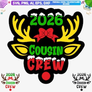 Noël cousin équipage 2026 Svg, Svg cousin équipage 2026, cousin de Noël t shirts Svg, Noël assorti famille Svg, fichier de coupe pour Cricut