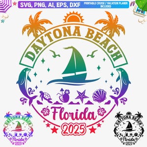 Daytona Beach 2025 Svg, Daytona Beach vacances en famille Svg, Daytona Beach Girls trip 2025 Png, vacances en Floride, Daytona Beach coupe fichiers, Dxf