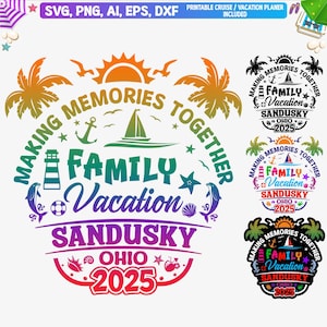Sandusky familievakantie 2025 Svg, Sandusky Ohio Vacay 2025 T-Shirt svg, Sandusky Ohio familie-uitstapje Svg, gesneden bestand voor Cricut, png