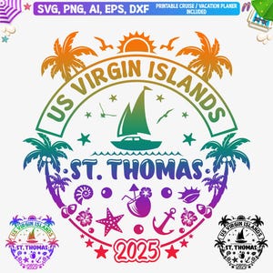 ST. Thomas 2025 Svg, Amerikaanse Maagdeneilanden Svg, St. Thomas T-shirt Svg, St. Thomas familievakantie 2025, St. Thomas Caribische eiland svg, dxf