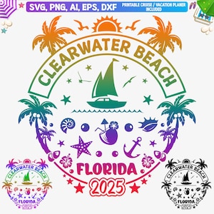 Clearwater Beach 2025 svg, Clearwater Familienurlaub svg, Mädchen Reise 2025 Png, Florida Beach Urlaub svg, Cut-Dateien, sublimieren