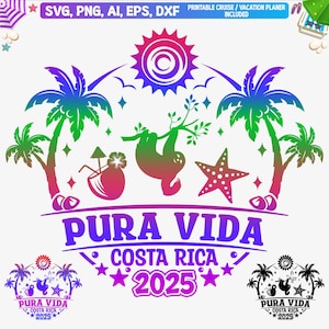 Pura Vida Costa Rica vacation 2025 Svg, Pura Vida T-shirt Design Svg, Costa Rica Beach Svg, Costa Rica Girls Trip Svg, Png, Dxf