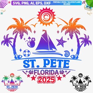 St. Pete Florida 2025 svg, St. Petersburg FL Familienurlaub Shirt svg, St. Pete Girls Trip Png, Florida Urlaub, Schnittdateien, Dxf, Eps