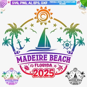 Madeira Beach Florida 2025 svg, Madeira Beach Familienurlaub svg, Madeira Beach Mädchen Reise 2025 Png, Florida Urlaub, Cut-Dateien, Dxf