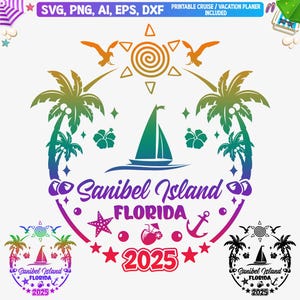 Sanibel Island Floria 2025 Svg, Sanibel Island Familienurlaub Svg, Sanibel Island Mädchen Reise Png, Florida Urlaub Svg, Cricut Cut Datei