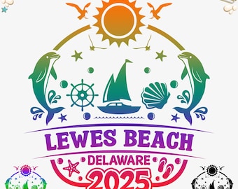 Lewes Beach Delaware 2025 vacances SVG PNG (téléchargement numérique)