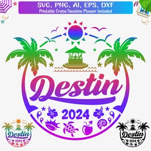 Destin Beach 2024 Svg, Destin Floria Family Vacation Svg, Destin Girls Trip 2024 Png, Florida Vacation Svg, Destin Cut files, Dxf, Png