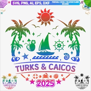 Ilhas Turcas e Caicos 2025 Svg, Férias em Turcas e Caicos Svg, Férias em Família em Turcas e Caicos 2025, Camiseta Caribenha Svg, Dxf, Png