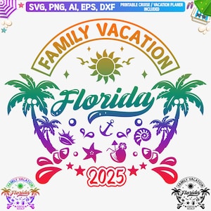 Florida Familienurlaub 2025 svg, FL Familie vakanna svg, Florida Familienreise 2025 Png, Florida Shirt svg, Florida svg, Florida Cut-Dateien, Dxf
